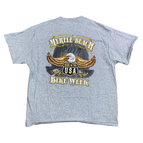 Myrtle Beach Bike Week 2018 T-Shirt 2XL Gray Bald Eagle Graphic NWOT - Picture 1 of 5